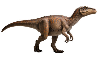 Fototapeta premium Isolated realistic scientific illustration of a powerful carnivorous dinosaur, prehistoric predator.