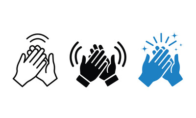 Obraz premium Clapping Hands Icon Set – Outline and Silhouette Vector Collection for Applause, Appreciation, and Celebration Design