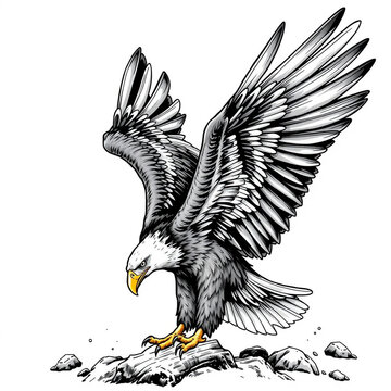 Eagle drawing. Ink drawing of a bird of prey