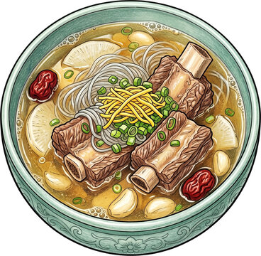 갈비탕 손그림 일러스트