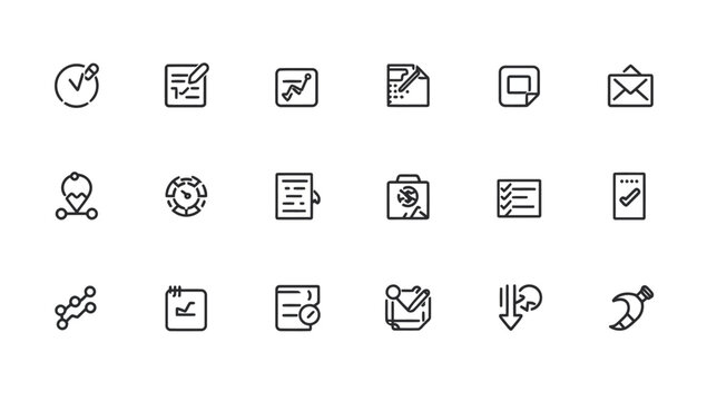 Collection of business document icons.