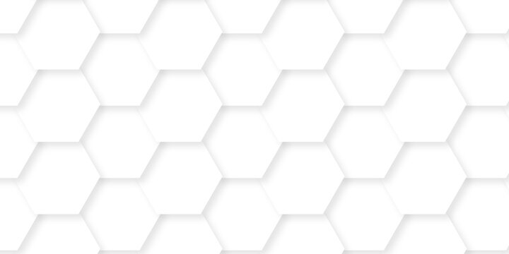seamless pattern with hexagons grid bee. Abstract cube hexagon shape background. Futuristic honeycomb mosaic white background. 