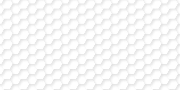 seamless pattern with hexagons grid bee. Abstract cube hexagon shape background. Futuristic honeycomb mosaic white background. 