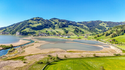 Fototapeta premium Swiss Mountainscapes around Einsiedeln and Sihlsee in Cantown Schwyz, Switzerland