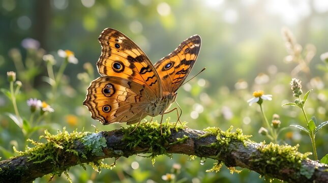 Elegant junonia almana butterfly isolated on nature background realistic portrait 8k 
