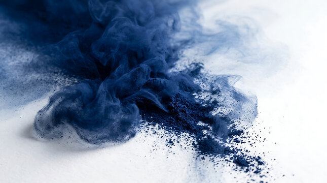 Midnight Blue Pigment Powder Smoke Cloud Abstract Background for Art Supply Holi Festival and Creative Branding