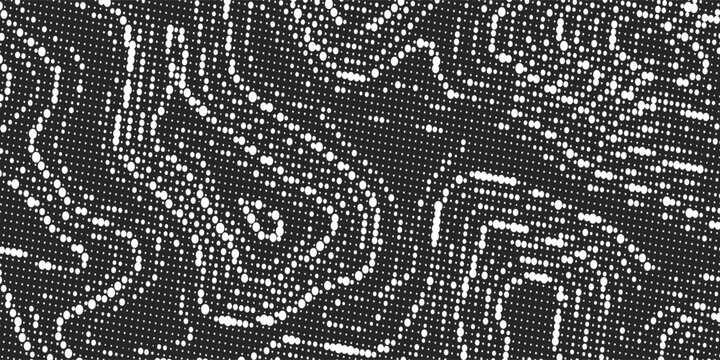 Black halftone dot gradient abstract background with fading dots pattern on transparent background