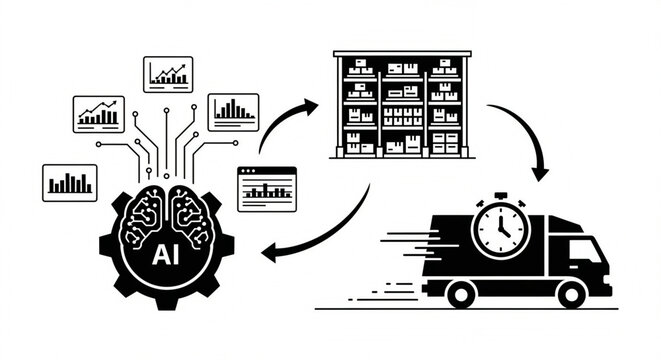 Modern ai-powered logistics and data analytics system transforming warehouse operations with smart technology