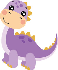 Cute Purple Long Neck Dinosaur Cartoon Character © soniagoncalves