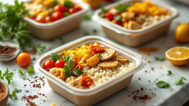 Healthy vegan meal with couscous, chickpeas, and fresh vegetables in a bowl