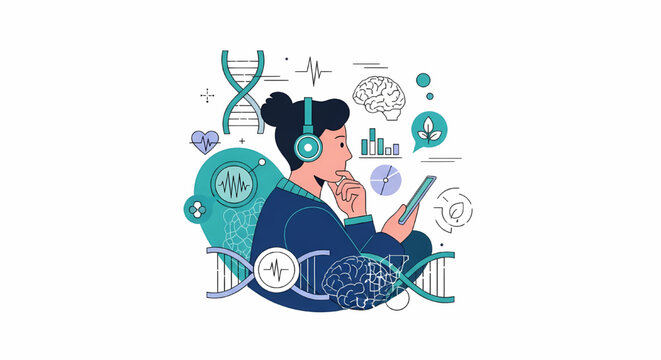 Person studying mental health and science