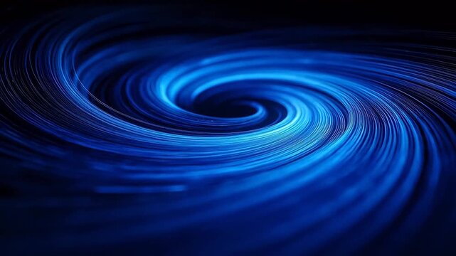 Blue vortex spiral light effect with motion trails on dark background