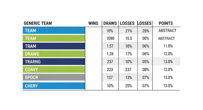 Abstract sports performance data table grid