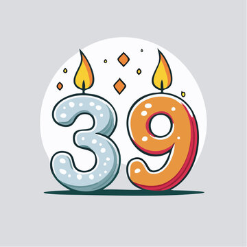 Number 39 Birthday Candle Illustration