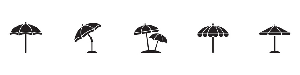 Beach umbrella icon set. Summer parasol symbols for sun protection. Vector illustration. EPS 10. © Jeremy_Show