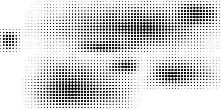 Halftone gradient. Dotted gradient, smooth dots spraying and halftones dot background seamless horizontal geometric pattern vector template set. unique dots modern circles