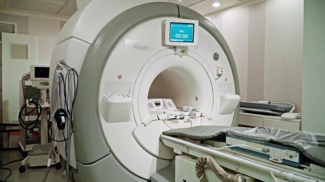 MRI machine in a hospital. Modern medical equipment for diagnostics and patient health.