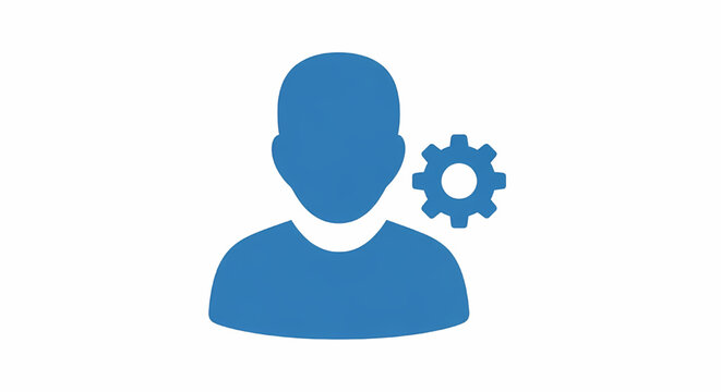 Blue user icon with setting gear