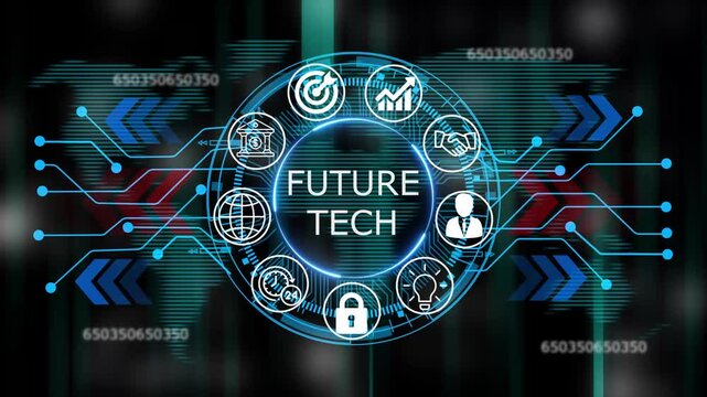 future tech business and technology HUD concept icons. video animation  