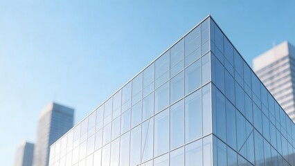 Obraz premium Modern glass building corner against blue sky
