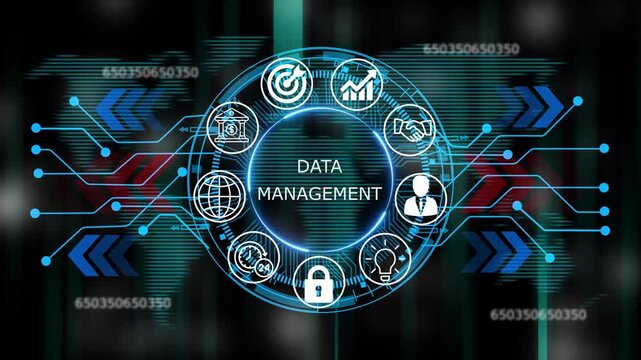 data management business and technology HUD concept icons. video animation  