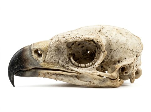 Bald eagle skull close-up profile.