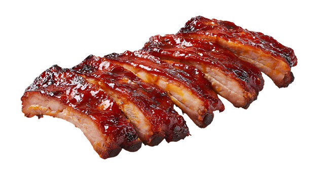 Juicy BBQ pork ribs glazed with smoky barbecue sauce, slow-cooked until tender and caramelized for a classic American barbecue dish.
