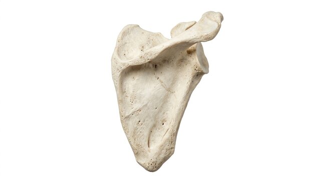 Close-up of a white animal scapula.