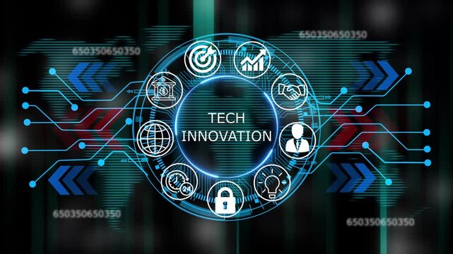 tech innovation business and technology HUD concept icons. video animation  