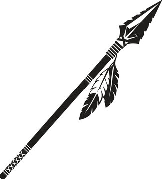 Native American Tribal Spear Black Vector Illustration
