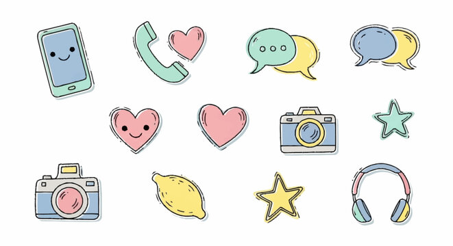 A collection of colorful social media icons.