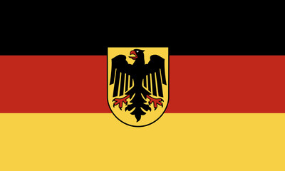 Obraz premium National Germany flag with eagle. Flag of Germany button, sticker, icon. State flag, ensign, war flag of Germany. Germany flag badge, banner, background.