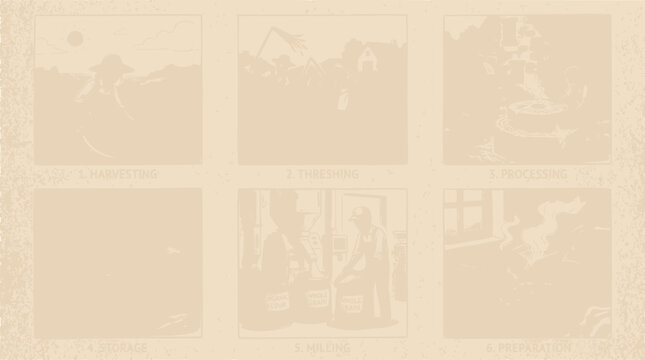 Vintage Agricultural Scenes: Harvesting, Threshing, Processing, Storage, Winemaking, Bottling