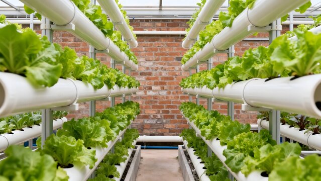 Vertical lettuce farm in greenhouse