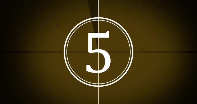 10 to 0 seconds countdown with vintage film featuring grain texture with scratches background. Quick transitions 4k resolution loop video animation 