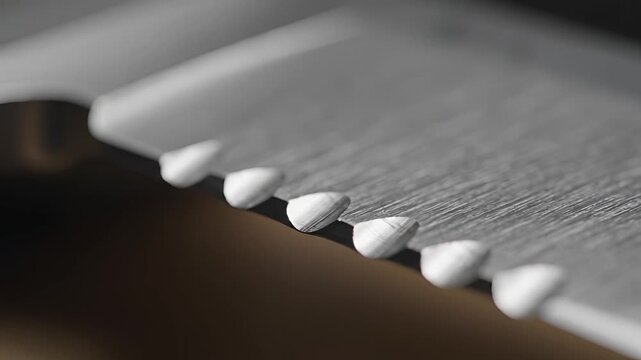 Macro Shot of Serrated Knife Edge Detail.