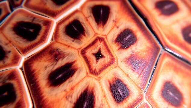 Close-up Macro Shot of Tortoise Shell Pattern and Texture.