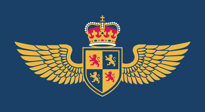 A vintage vector emblem and patriotic shield design featuring the coat of arms of Ukraine alongside a grunge eagle symbol and crest wings