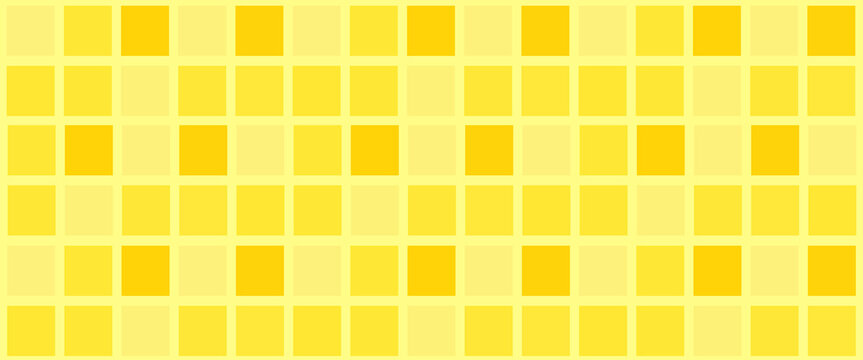 Bright geometric bathroom pattern with small square mosaic tiles in various shades of yellow