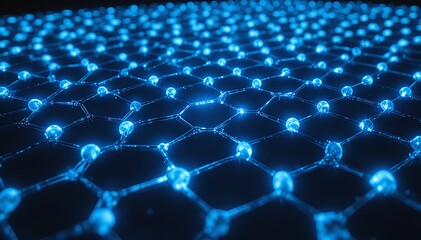 Naklejka premium Graphene Lattice Vacancy Defect Missing Atom Dark Spot Blue Technology