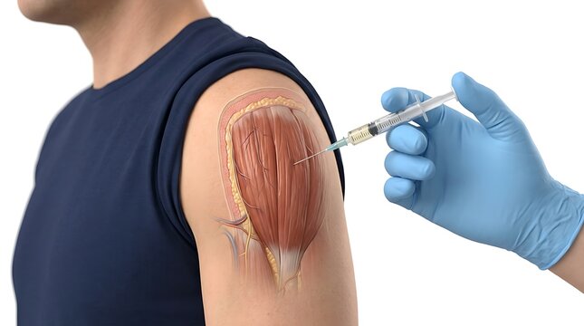 Intramuscular injection into the deltoid muscle shoulder