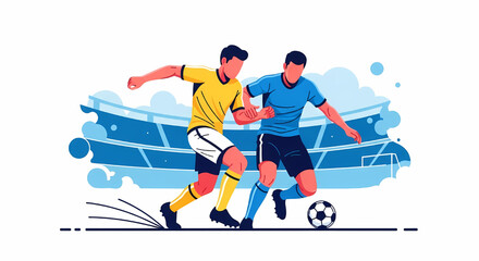 Obraz premium Two Professional Soccer Players Competing for the Ball