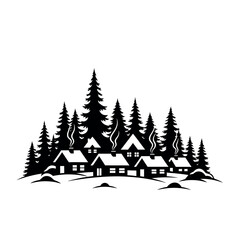 Obraz premium Cozy Winter Village Scene with SnowCovered Houses and Pine Trees.