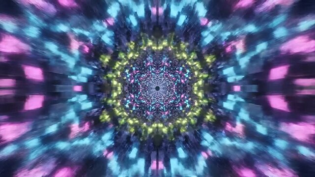 Abstract Psychedelic Tunnel of Lights and Colors.