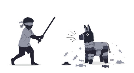 Man hitting donkey with baseball bat. © Alya