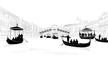 Gondolas Floating on Water Venice. © Alya
