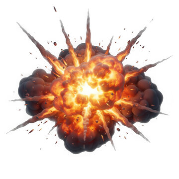 Exploding fireball insect with sharp spikes isolated on transparent background
