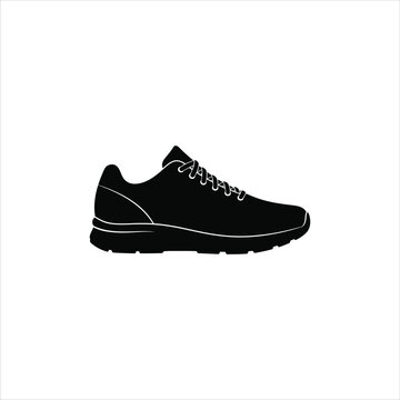 Silhouette of a running shoe with laces lace up footwear athletic silhouette exercise illustration isolated equipment traction performance