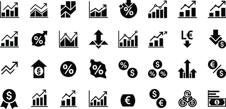Set of black candle icons with flames and melting wax in a flat vector graphic design style