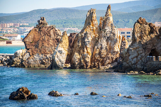view of the coast of  Tabarka in Tunisia.